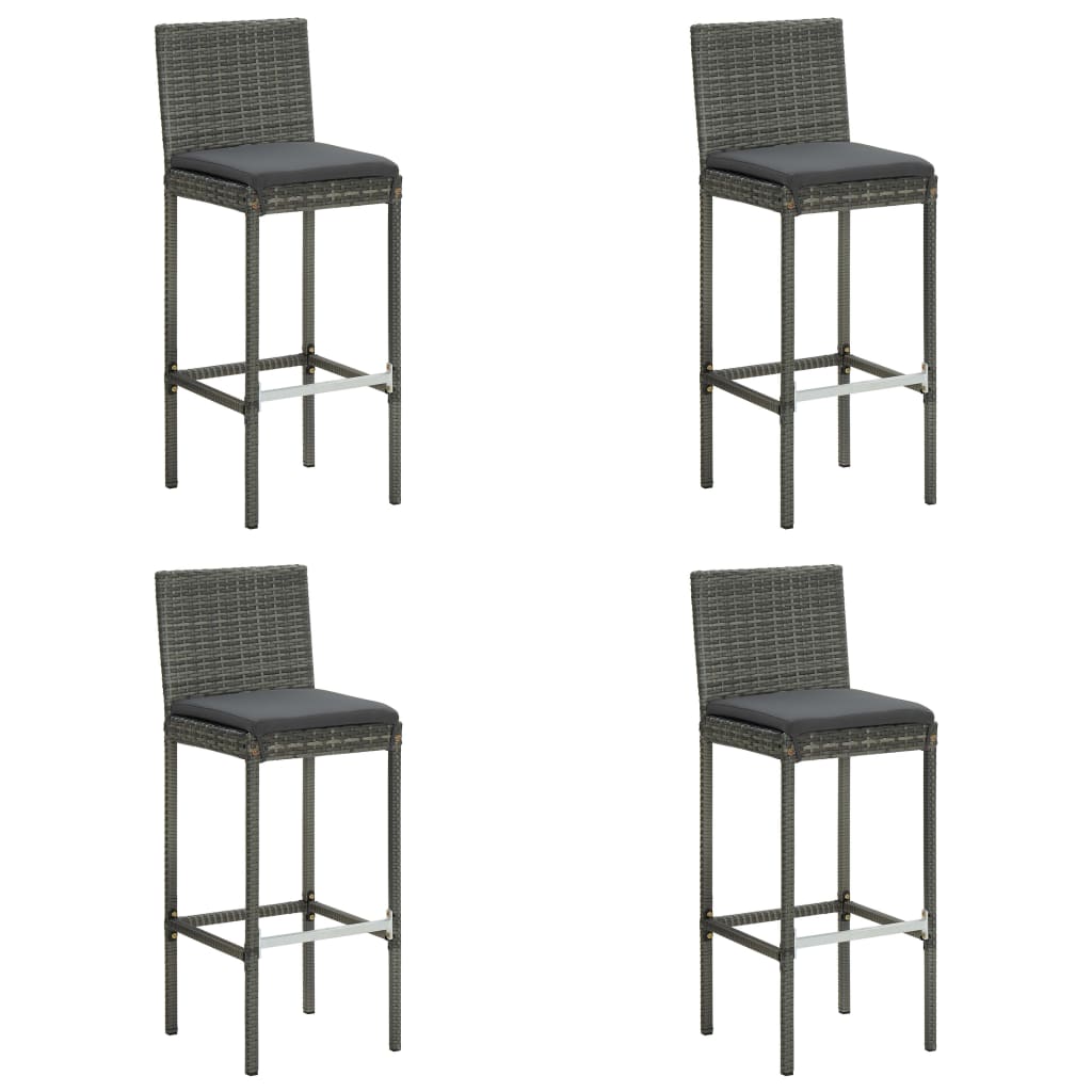 Set Da Bar Da Giardino 5 Pz Con Cuscini In Polyrattan Grigio - Image 6