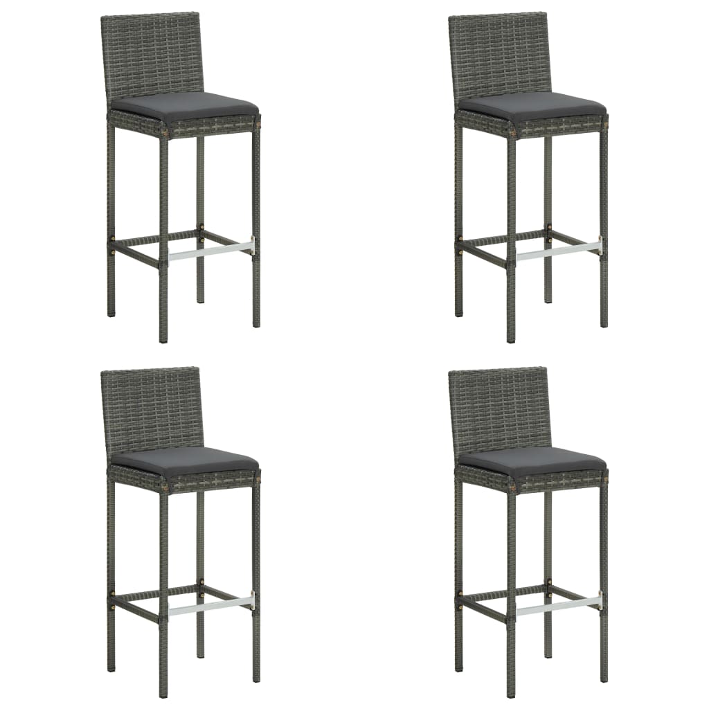 Set Da Bar Da Giardino 5 Pz Con Cuscini In Polyrattan Grigio - Image 6