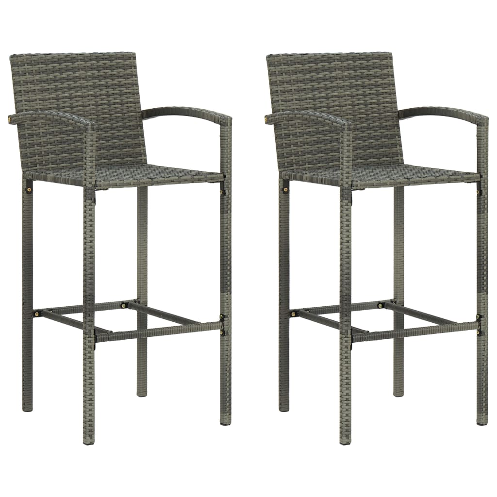 Set Bar Da Giardino 3 Pz In Polyrattan Grigio - Image 6