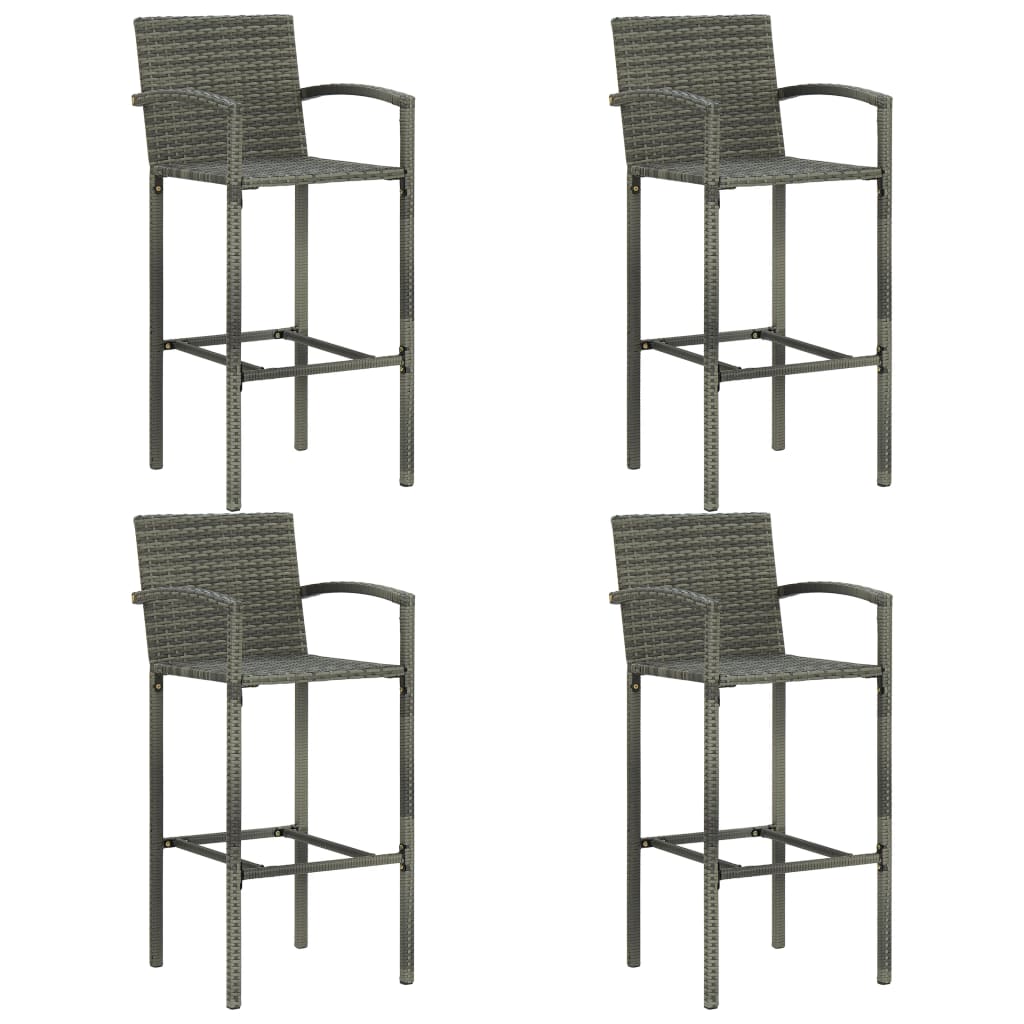 Set Bar Da Giardino 5 Pz In Polyrattan Grigio - Image 6