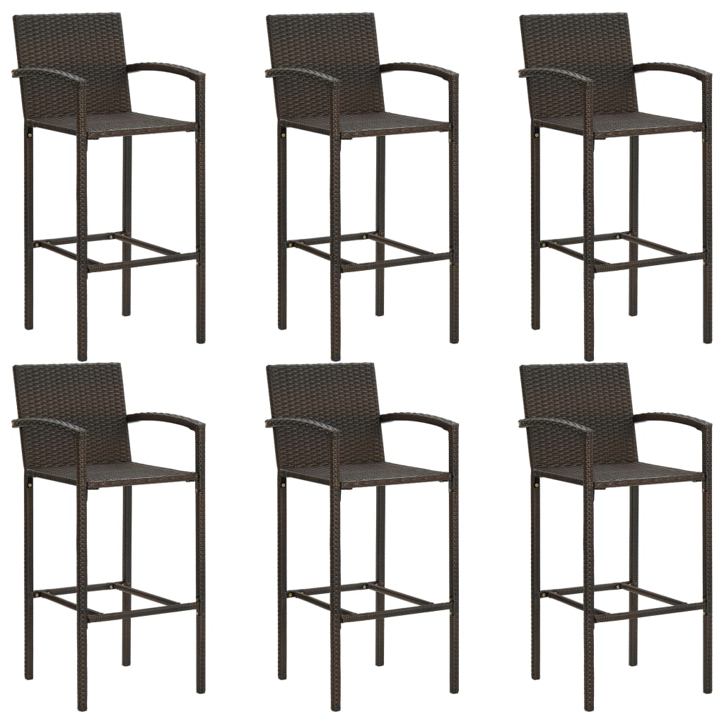 Set Da Bar Da Giardino 7 Pz In Polyrattan Marrone - Image 6