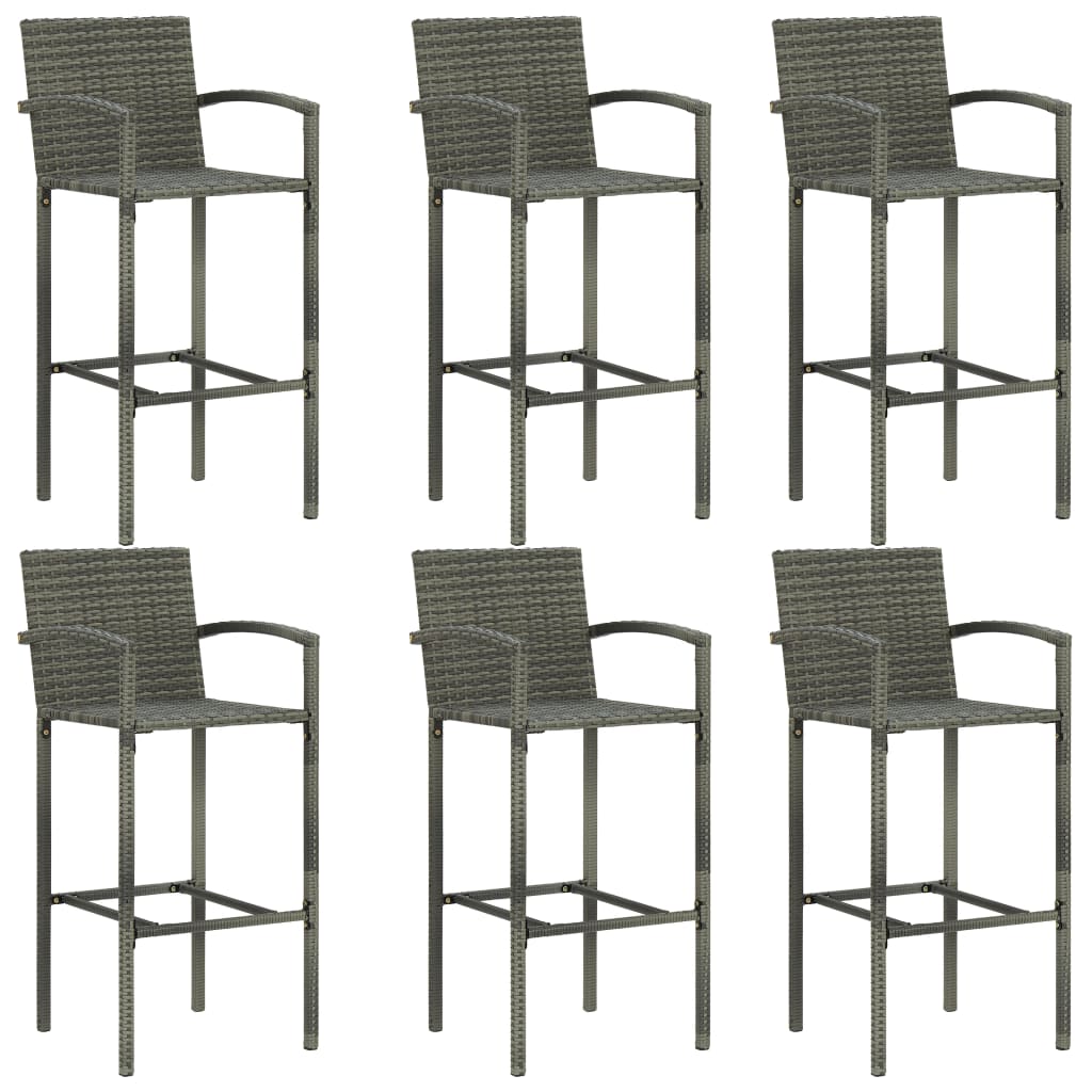 Set Da Bar Da Giardino 7 Pz In Polyrattan Grigio - Image 6
