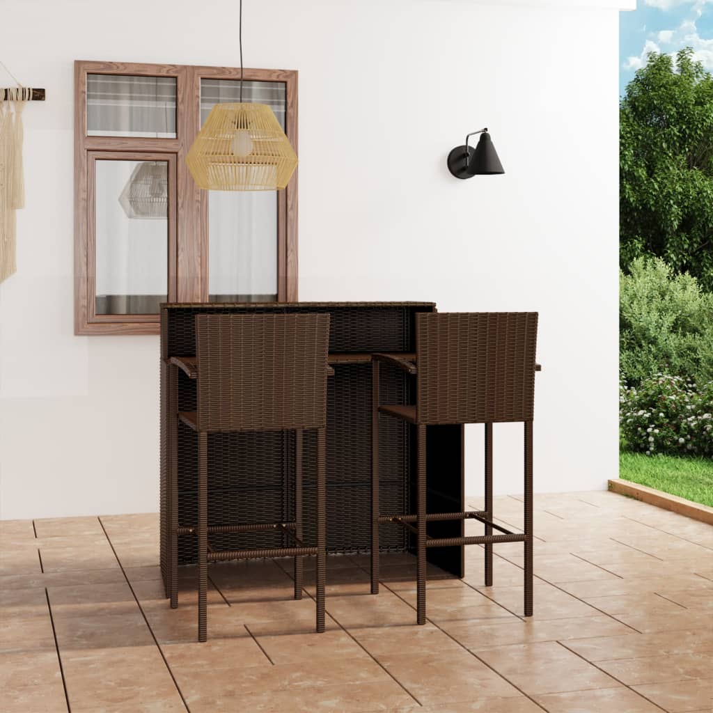 Set Bar Da Giardino 3 Pz Marrone