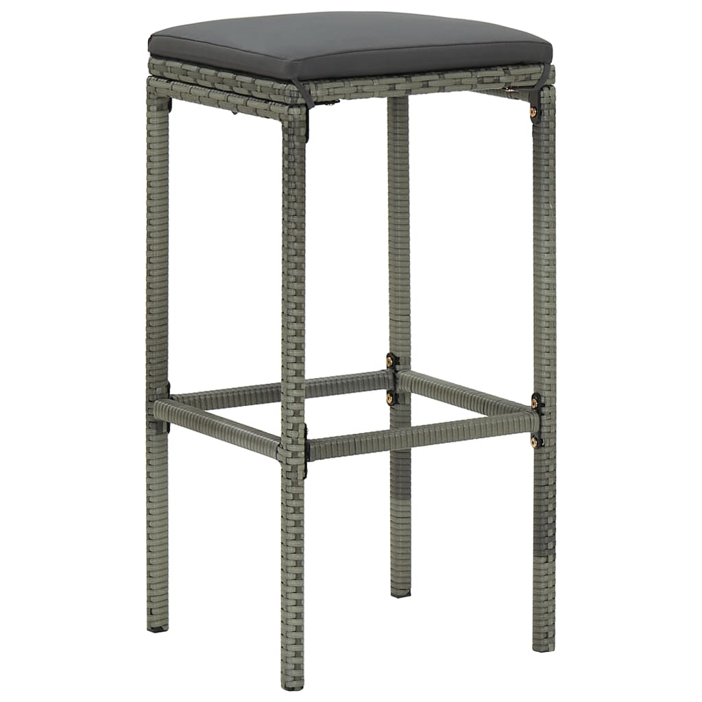 Set Da Bar Da Giardino 5 Pz Con Cuscini In Polyrattan Grigio - Image 6