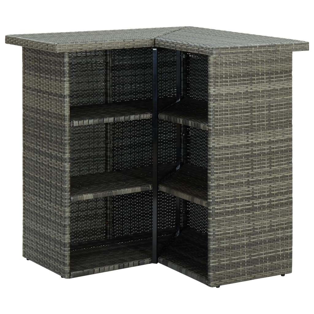 Set Bar Da Giardino 16 Pz Con Cuscini In Polyrattan Grigio - Image 3