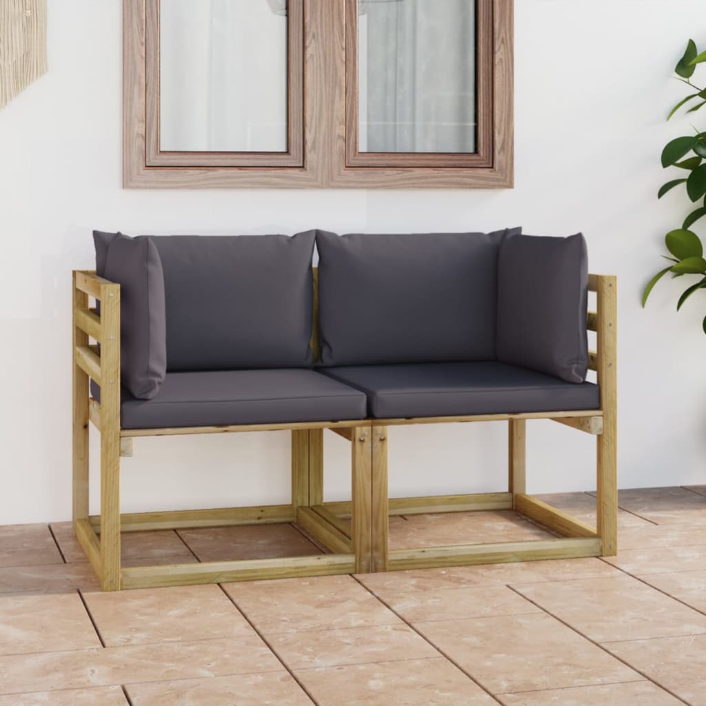 Divani Angolari Da Giardino & Cuscini 2pz Pino Impregnato Verde