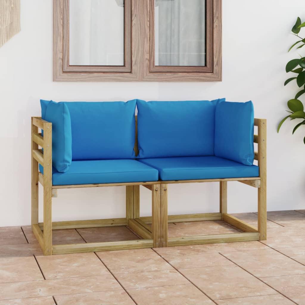 Divani Angolari Da Giardino & Cuscini 2pz Pino Impregnato Verde