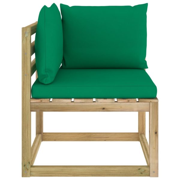Divani Angolari Da Giardino & Cuscini 2pz Pino Impregnato Verde - Image 6
