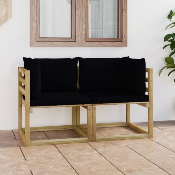 Divani Angolari Da Giardino & Cuscini 2pz Pino Impregnato Verde