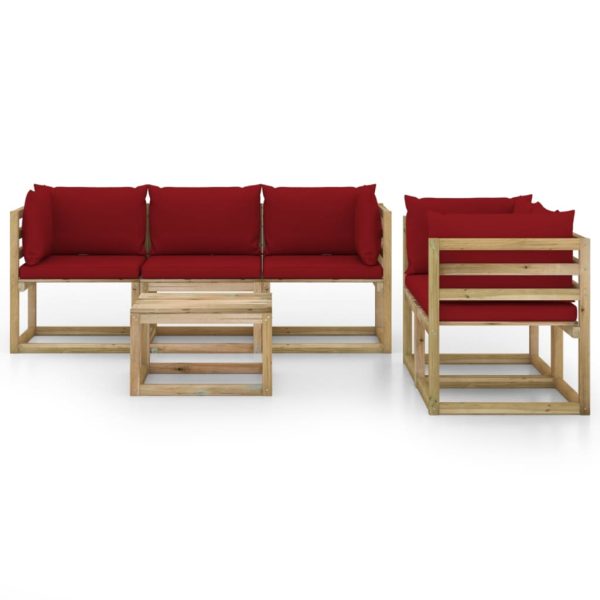 Set Salotto Da Giardino 6 Pz Con Cuscini Rosso Vino - Image 3