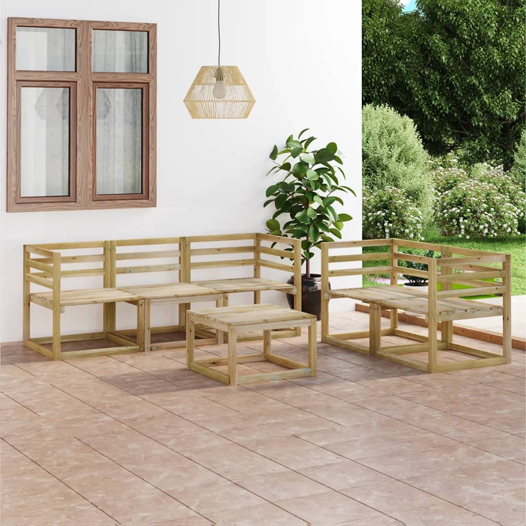 Set Salotto Da Giardino 6 Pz In Legno Di Pino Impregnato Verde