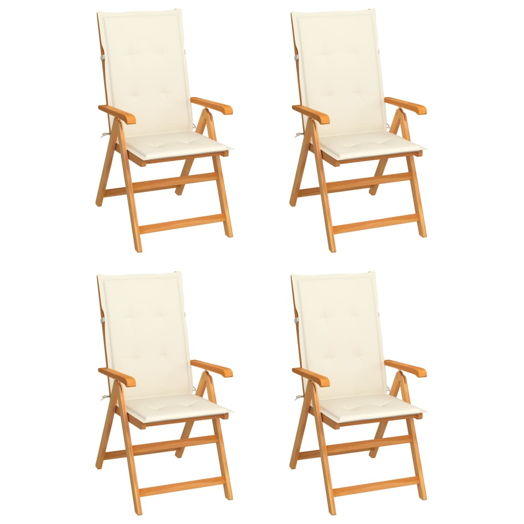Sedie Giardino 4 Pz Con Cuscini Crema In Massello Di Teak