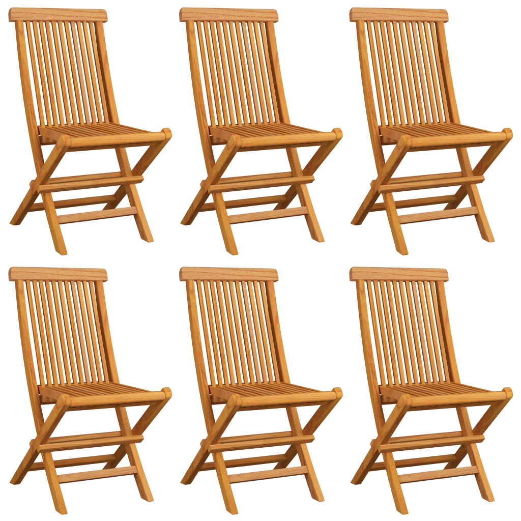 Sedie Da Giardino Cuscini Grigio Talpa 6 Pz In Massello Di Teak - Image 3