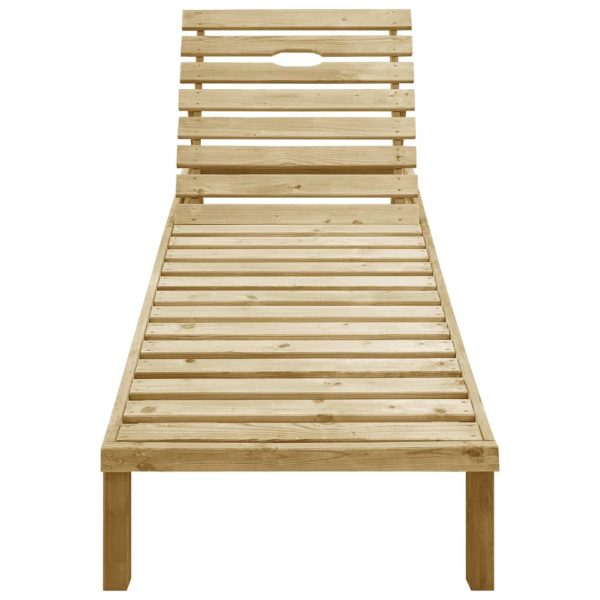 Lettino Da Giardino Con Cuscino Beige Legno Pino Impregnato - Image 3