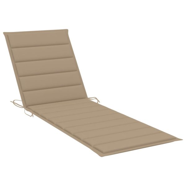 Lettino Da Giardino Con Cuscino Beige Legno Pino Impregnato - Image 4
