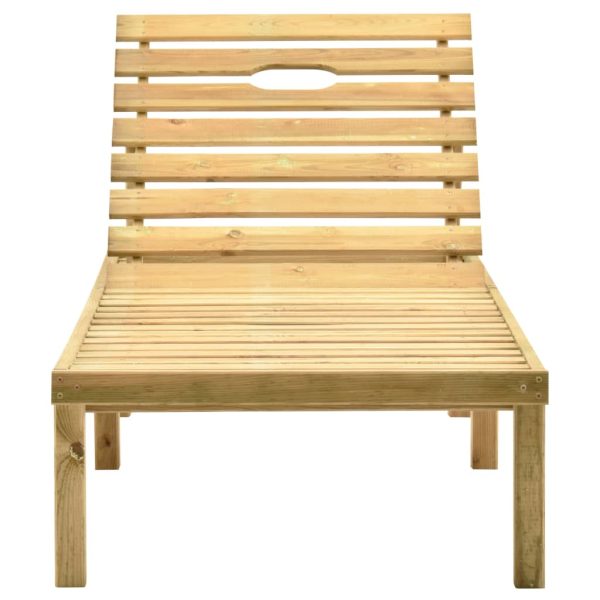 Lettino Da Giardino Con Tavolino Cuscino Legno Pino Impregnato - Image 4