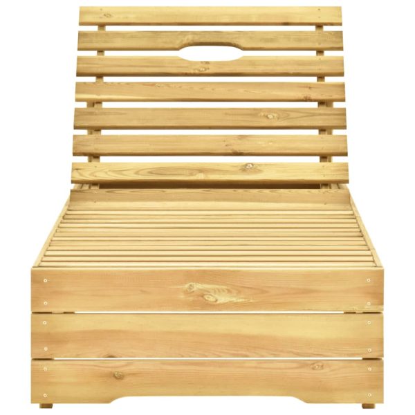 Lettino Da Giardino Con Cuscino Crema Legno Pino Impregnato - Image 3