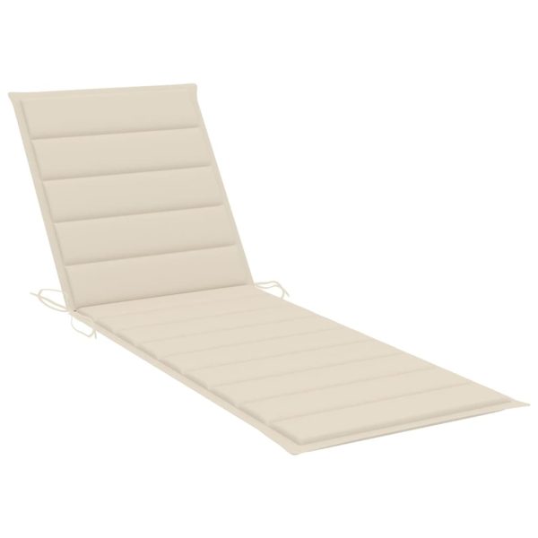 Lettino Da Giardino Con Cuscino Crema Legno Pino Impregnato - Image 4