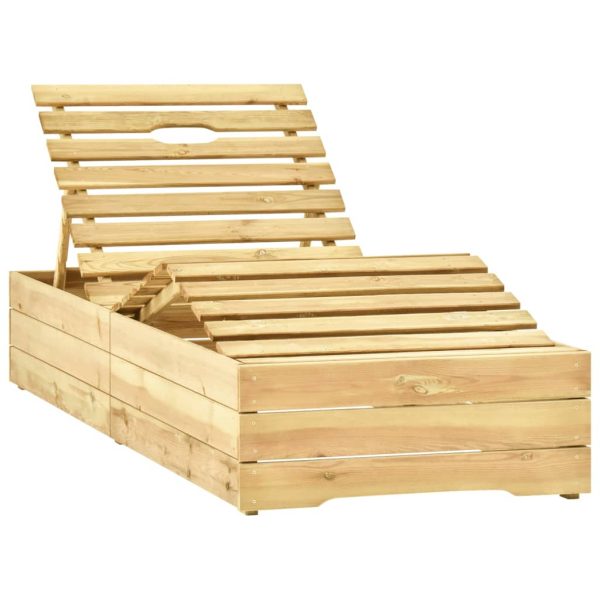 Lettino Da Giardino Con Tavolino Cuscino Legno Pino Impregnato - Image 3