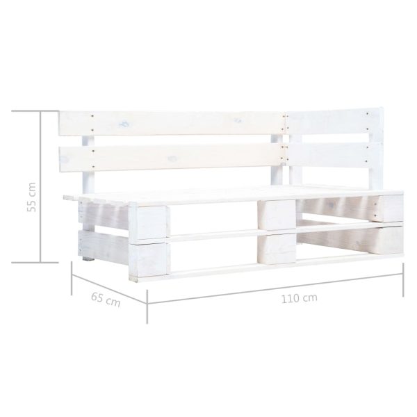 Divano A 2 Posti Su Pallet Con Cuscini Pino Impregnato Bianco - Image 6