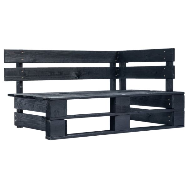 Divano A 2 Posti Su Pallet Con Cuscini Pino Impregnato Nero - Image 2