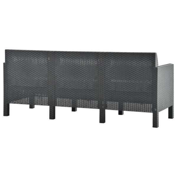 Divano Da Giardino 3 Posti Con Cuscini In Rattan Pp Antracite - Image 4