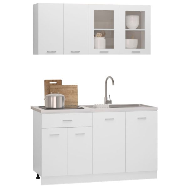 Set Armadi Da Cucina 4 Pz Bianco In Truciolato - Image 3