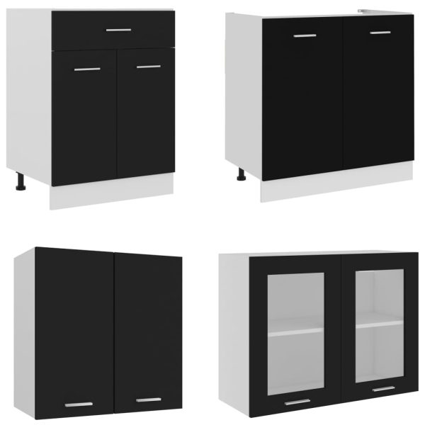 Set Armadi Da Cucina 4 Pz Nero In Truciolato - Image 4