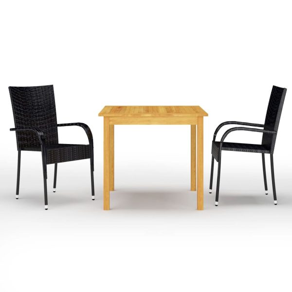 Set Mobili Da Pranzo Per Giardino 3 Pz Nero