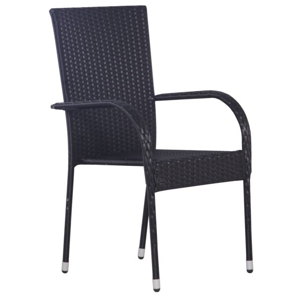 Set Mobili Da Pranzo Per Giardino 3 Pz Nero - Image 6