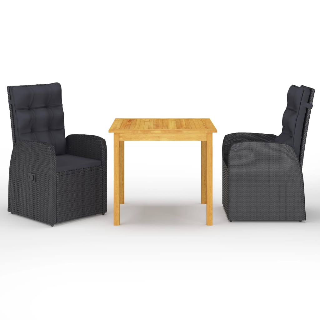 Set Mobili Da Pranzo Per Giardino 5 Pz Nero