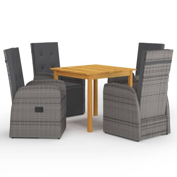 Set Mobili Da Pranzo Per Giardino 5 Pz Grigio