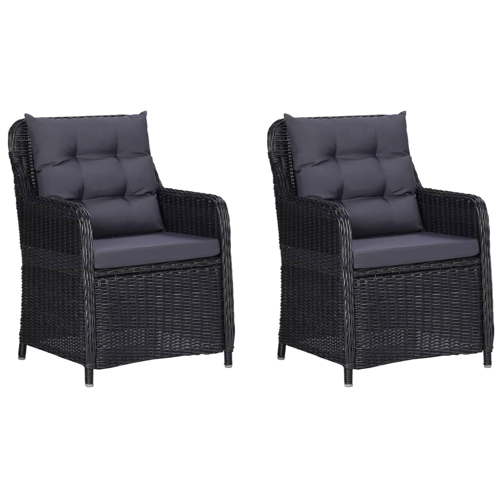 Set Mobili Da Pranzo Per Giardino 3 Pz Nero - Image 5