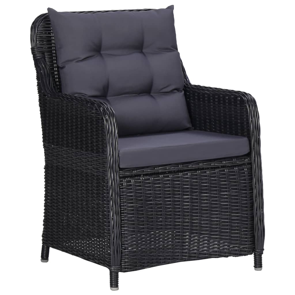 Set Mobili Da Pranzo Per Giardino 3 Pz Nero - Image 6