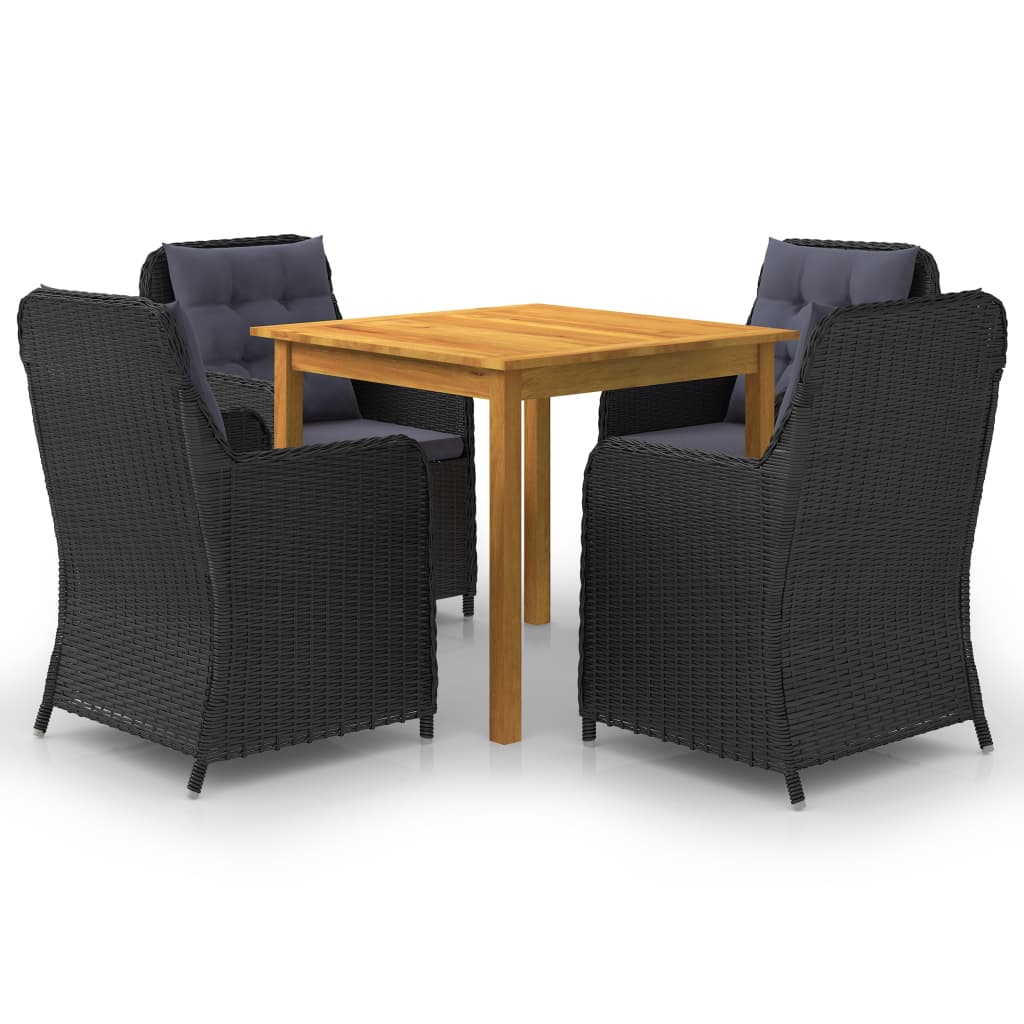 Set Mobili Da Pranzo Per Giardino 5 Pz Nero