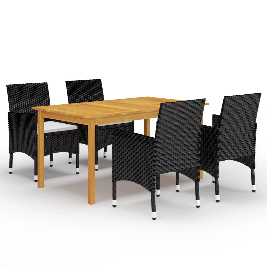 Set Mobili Da Pranzo Per Giardino 5 Pz Nero