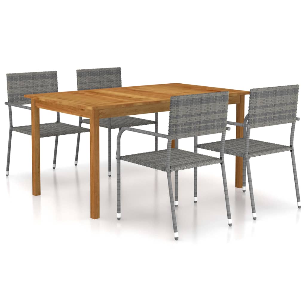 Set Mobili Da Pranzo Per Giardino 5 Pz Grigio