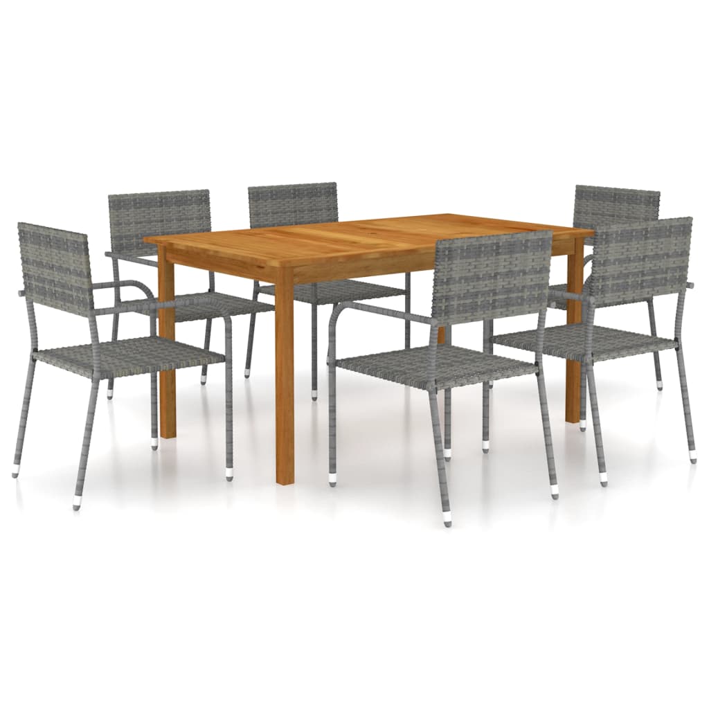 Set Mobili Da Pranzo Per Giardino 7 Pz Grigio