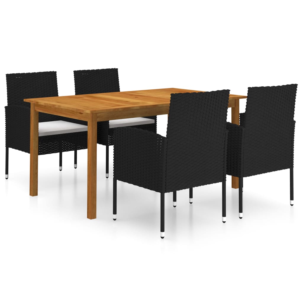 Set Mobili Da Pranzo Per Giardino 5 Pz Nero