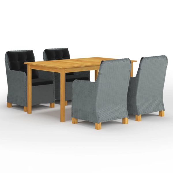 Set Mobili Da Pranzo Per Giardino 5 Pz Grigio Chiaro