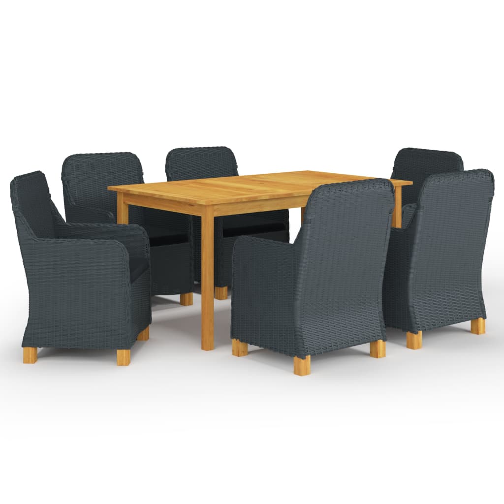 Set Mobili Da Pranzo Per Giardino 7 Pz Grigio Scuro