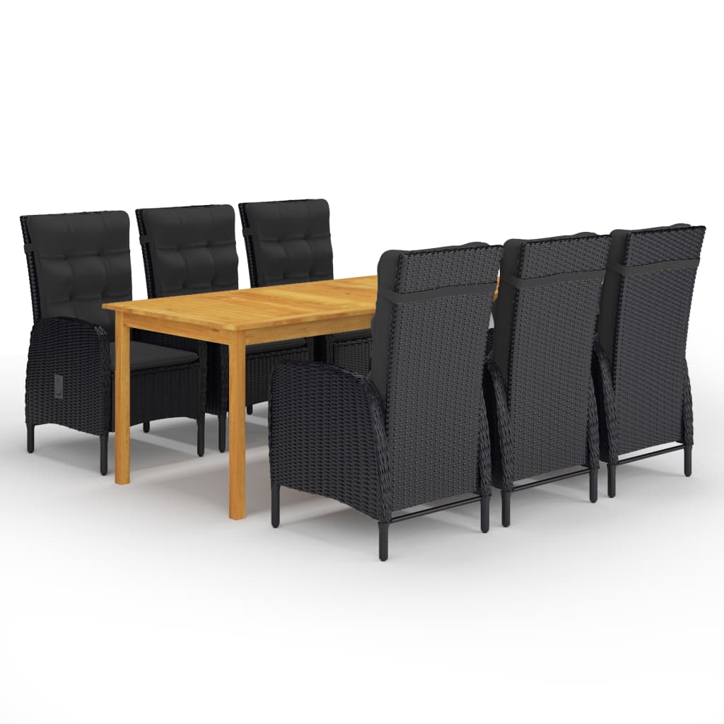Set Da Pranzo Da Giardino 7 Pz Nero