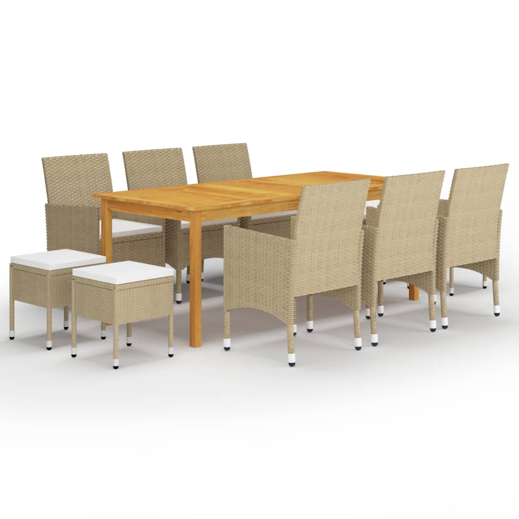 Set Mobili Da Pranzo Per Giardino 11 Pz Beige