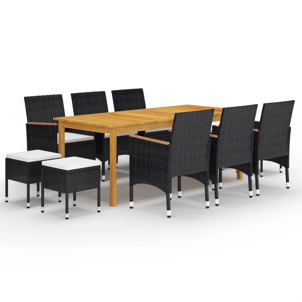 Set Mobili Da Pranzo Per Giardino 11 Pz Nero