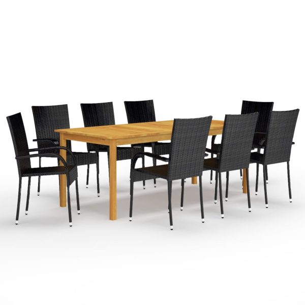 Set Da Pranzo Da Giardino 9 Pz Nero