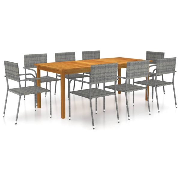 Set Da Pranzo Da Giardino 9 Pz Grigio