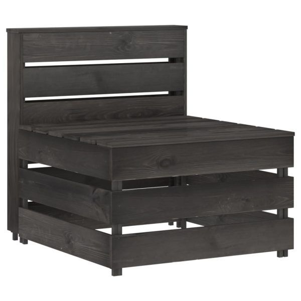 Set Salotto Da Giardino 3 Pz In Legno Di Pino Impregnato Grigio - Image 3