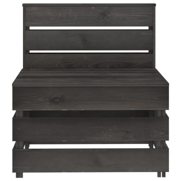 Set Salotto Da Giardino 3 Pz In Legno Di Pino Impregnato Grigio - Image 4