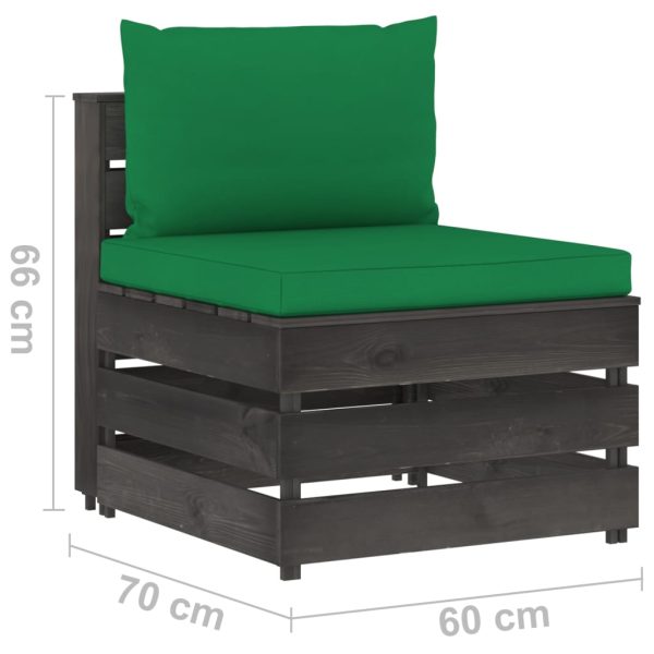Divano Centrale Modulare Con Cuscini In Legno Impregnato Grigio - Image 6