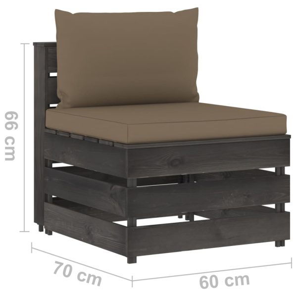 Divano Centrale Modulare Con Cuscini In Legno Impregnato Grigio - Image 6